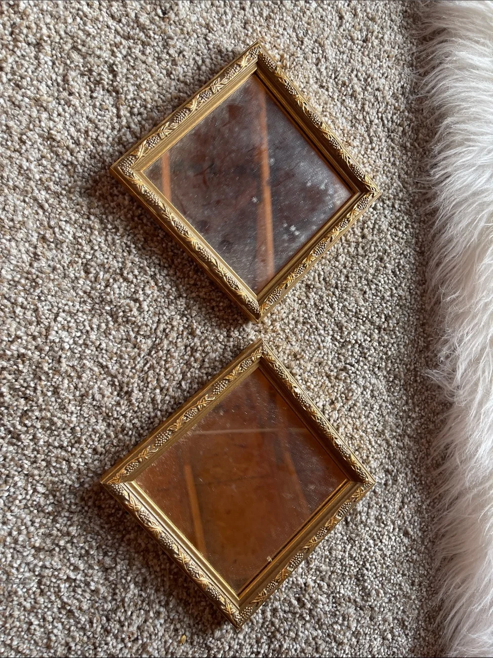 Home Interiors Gold Ornate Square Wall Mirrors - Set of 2